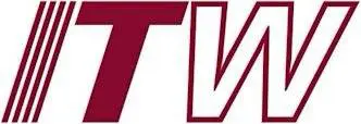 A red and white logo for tv